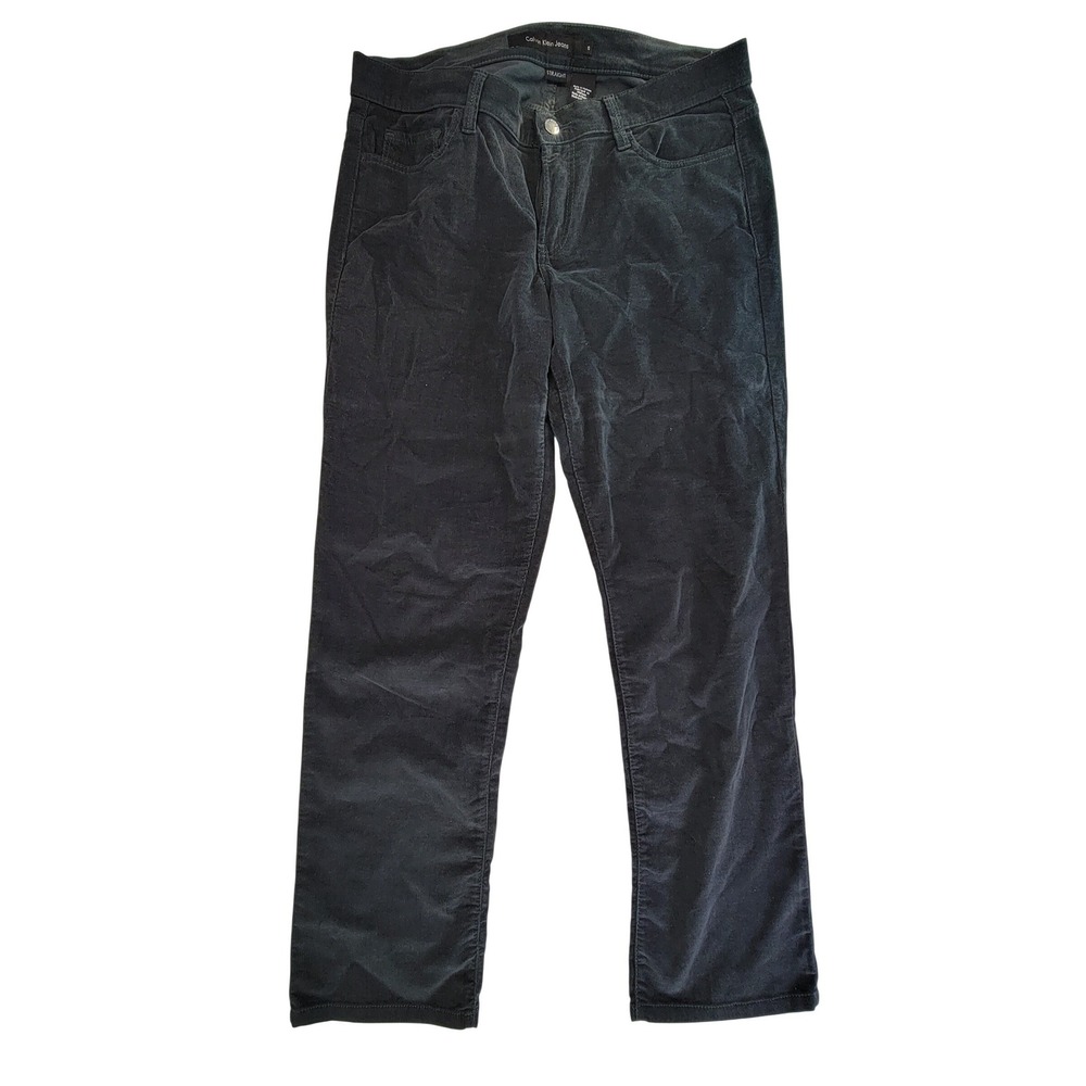 Calvin‎ Klein Jeans Womens Gray Corduroy Straight Leg Pants Size 10